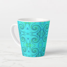 Caneca De Café Latte Padrão de espiral de Arte Líquida de Abstrato Azul