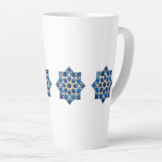 Caneca De Café Latte Padrão de Estrela Geométrica Islâmica Marroquina e