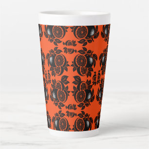 Caneca De Café Latte Padrão de Fatia de Laranja Retro