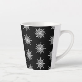 Caneca De Café Latte Padrão de floco de neve em clave de sol preto e br