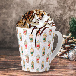 Caneca De Café Latte Padrão de Floco de Neve Ogee de Latte de Natal
