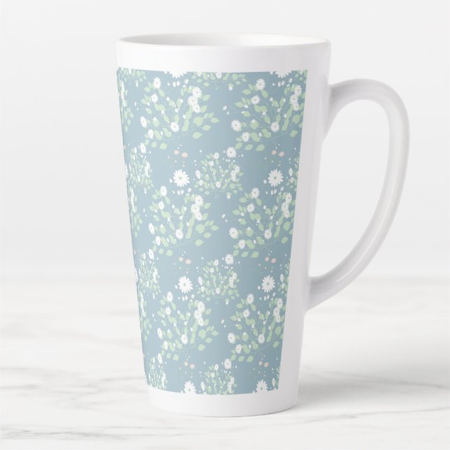 Caneca De Café Latte Padrão de flor selvagem (Direita)