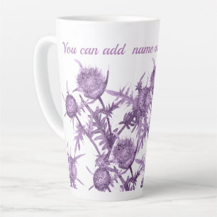 Caneca De Café Latte Padrão de flor violeta THISTLE