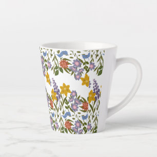 Caneca De Café Latte Padrão de Flores