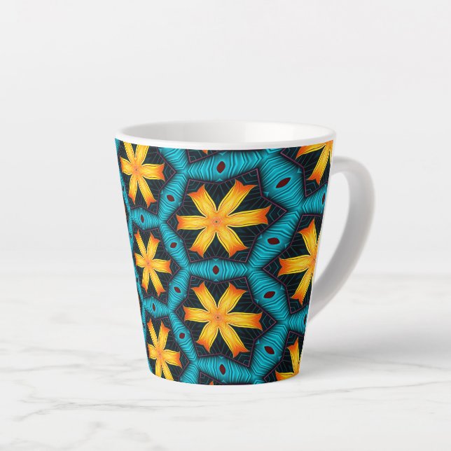 Caneca De Café Latte Padrão de Flores de Abstrato Bonito (Ângulo direito)