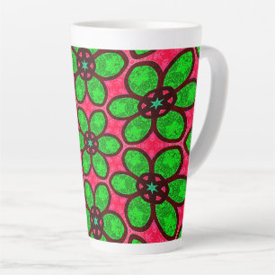 Caneca De Café Latte Padrão de Flores de Abstrato Bonito