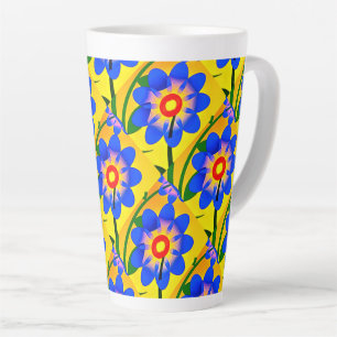 Caneca De Café Latte Padrão de Flores de Abstrato Bonito
