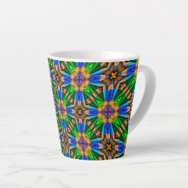Caneca De Café Latte Padrão de Flores de Abstrato exclusivo