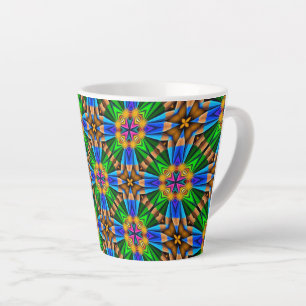 Caneca De Café Latte Padrão de Flores de Abstrato exclusivo