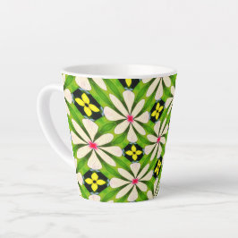 Caneca De Café Latte Padrão de Flores Estéticas
