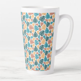 Caneca De Café Latte Padrão de Folha Monstera Tropical - Natureza Color