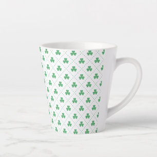 Caneca De Café Latte Padrão de Folhas de Trevo Dia de São Patrício-5322