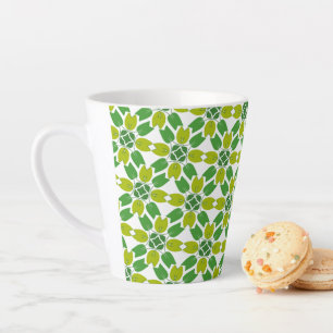 Caneca De Café Latte Padrão de Folhas, Folhas Verdes, Padrão de Folhage