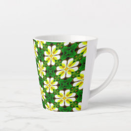 Caneca De Café Latte Padrão de Frangipani Amarelo