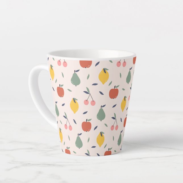 Caneca De Café Latte Padrão de Fruta cômoda (Ângulo esquerdo)