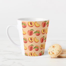 Caneca De Café Latte Padrão de Fruta de Pêssego