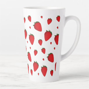 Caneca De Café Latte Padrão de Fruta Vermelha de Morango