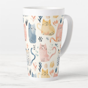 Caneca De Café Latte Padrão de gato pastoso