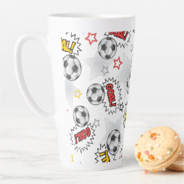 Caneca De Café Latte Padrão de Gol de Futebol de Quadrinhos – Esportes