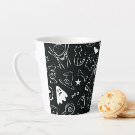 Caneca De Café Latte Padrão de Halloween 1