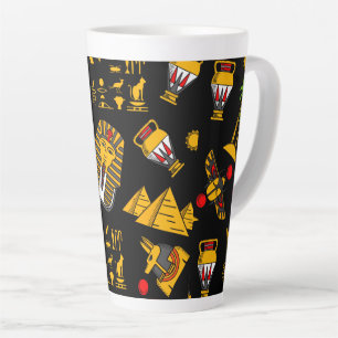 Caneca De Café Latte Padrão de Hieróglifos do Antigo Egito Fundo 