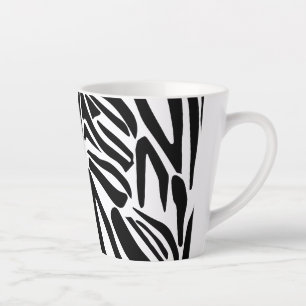 Caneca De Café Latte Padrão de Impressão de Zebra Preto e Branco Ousado