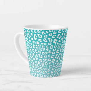 Caneca De Café Latte Padrão de Impressão Turquesa Leopardo