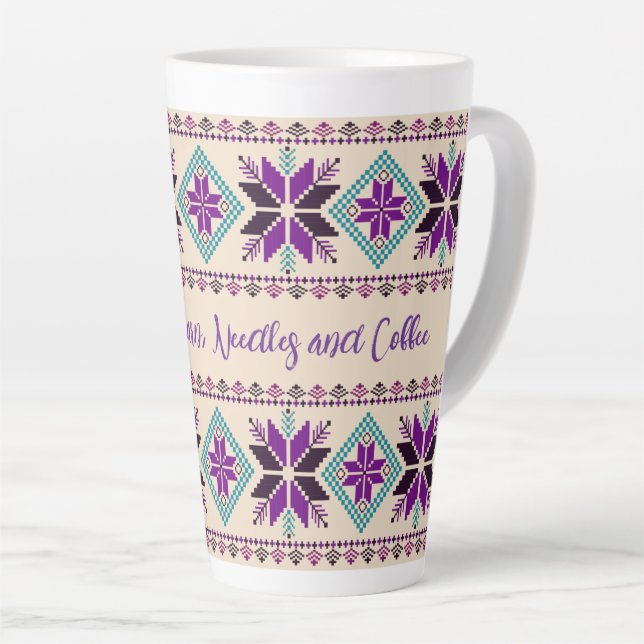 Caneca De Café Latte Padrão de Isle de Fortalecimento Personalizado (Ângulo direito)