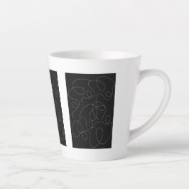 Caneca De Café Latte Padrão de Linhas Escuras Design preto