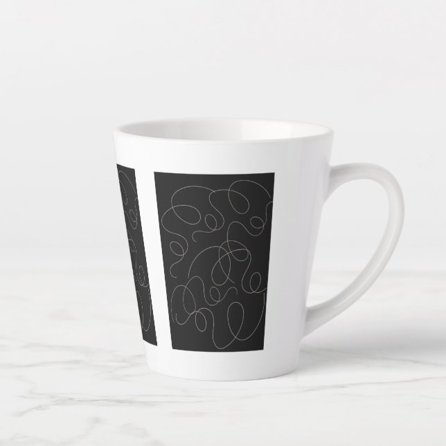 Caneca De Café Latte Padrão de Linhas Escuras Design preto (Direita)