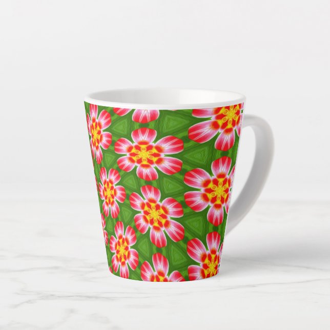 Caneca De Café Latte Padrão de lírios vermelhos (Ângulo direito)