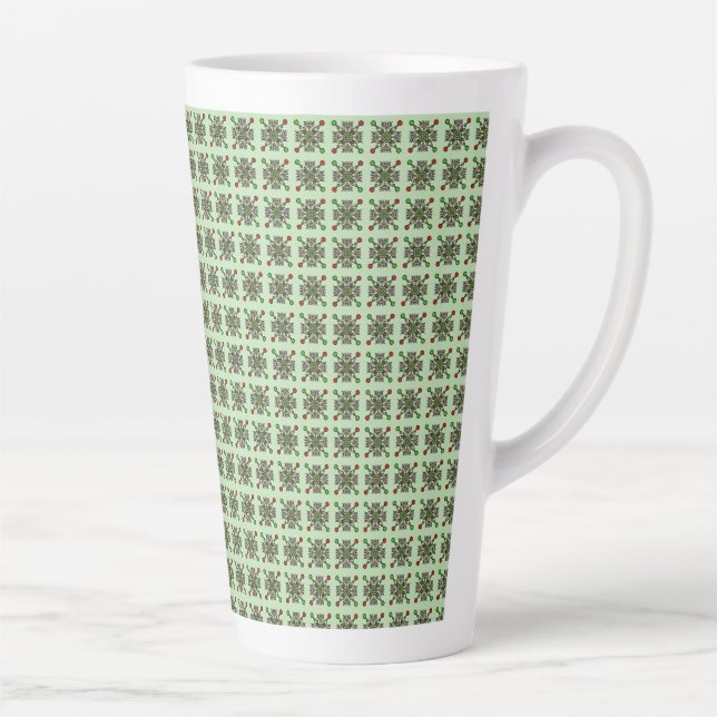 Caneca De Café Latte Padrão de Mandala Floral (Direita)