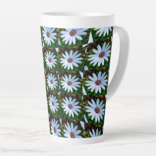 Caneca De Café Latte Padrão de margarida branca