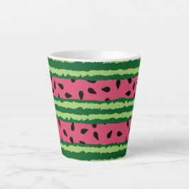 Caneca De Café Latte Padrão de Melancia Cótea rosa e verde