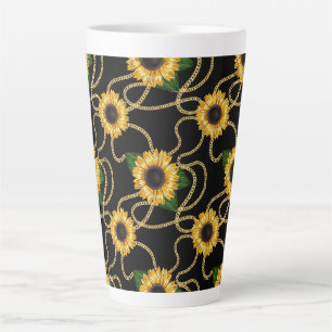 Caneca De Café Latte Padrão de Na moda de Girassóis Amarelos Clássic