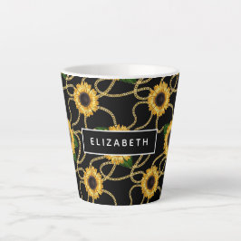 Caneca De Café Latte Padrão de Na moda de Girassóis Amarelos Clássicos