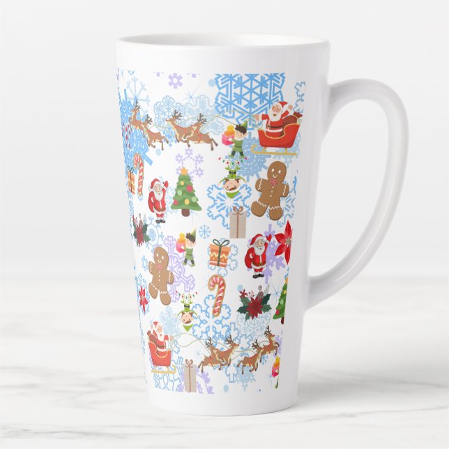 Caneca De Café Latte Padrão de Natal (Direita)