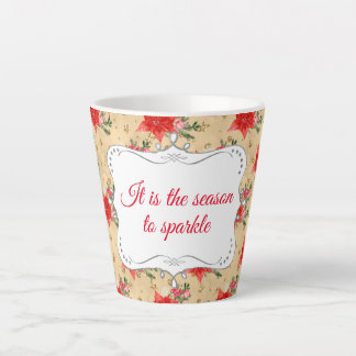 Caneca De Café Latte Padrão de Natal Floral Personalizado