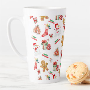 Caneca De Café Latte Padrão de Natal sem costura