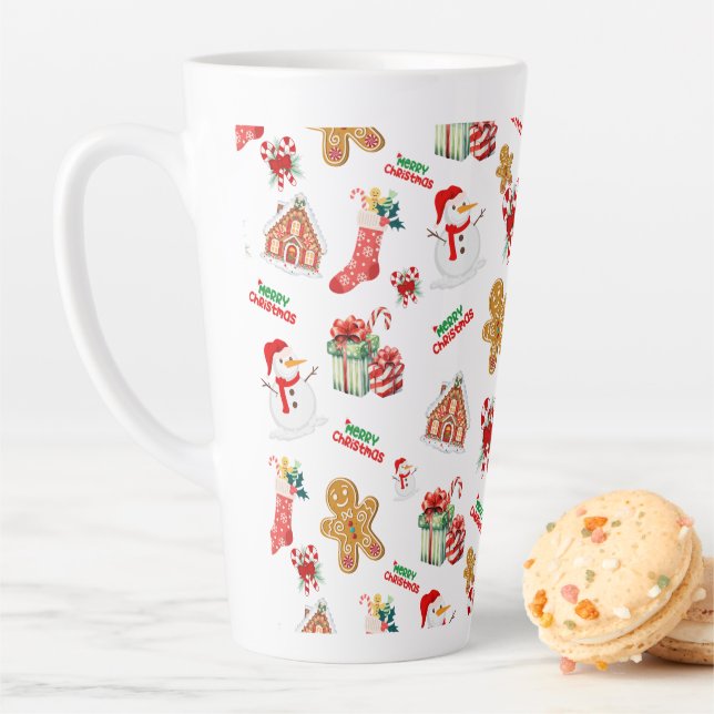 Caneca De Café Latte Padrão de Natal sem costura (In Situ)