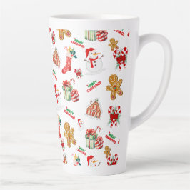 Caneca De Café Latte Padrão de Natal sem costura