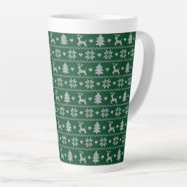 Caneca De Café Latte Padrão de Natal sem costura tricotado