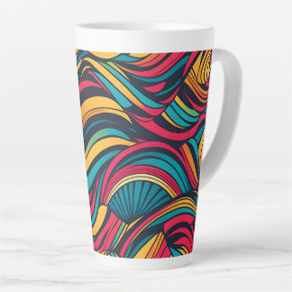 Caneca De Café Latte Padrão de onda Abstrato colorida