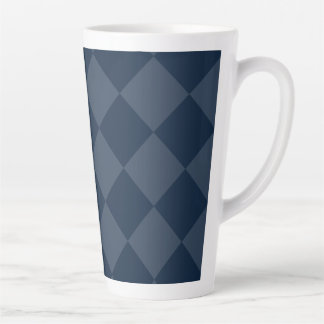 Caneca De Café Latte Padrão de Ouros Azul Quadrados do Marinho