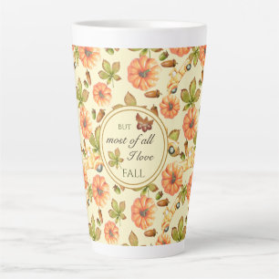 Caneca De Café Latte Padrão de outono da Vintage Watercolor