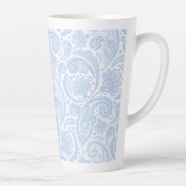 Caneca De Café Latte Padrão de paisley branco-claro (Direita)