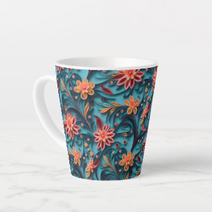 Caneca De Café Latte Padrão de papel floral sem costura Latte Mug
