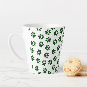 Caneca De Café Latte Padrão De Patas, Patas Cachorros, Patas Azuis Mari