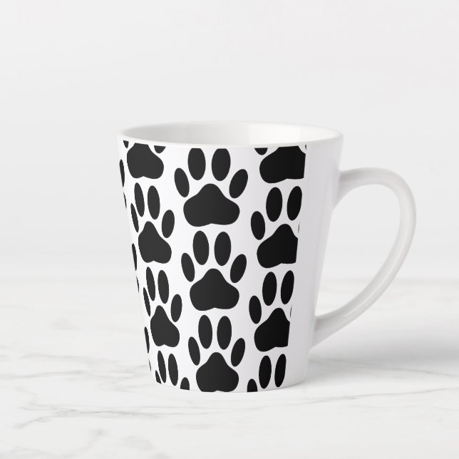 Caneca De Café Latte Padrão de Pawprint do Cão (Direita)