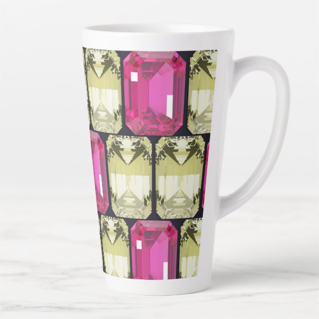 Caneca De Café Latte padrão de pedras quadradas do rico (Direita)